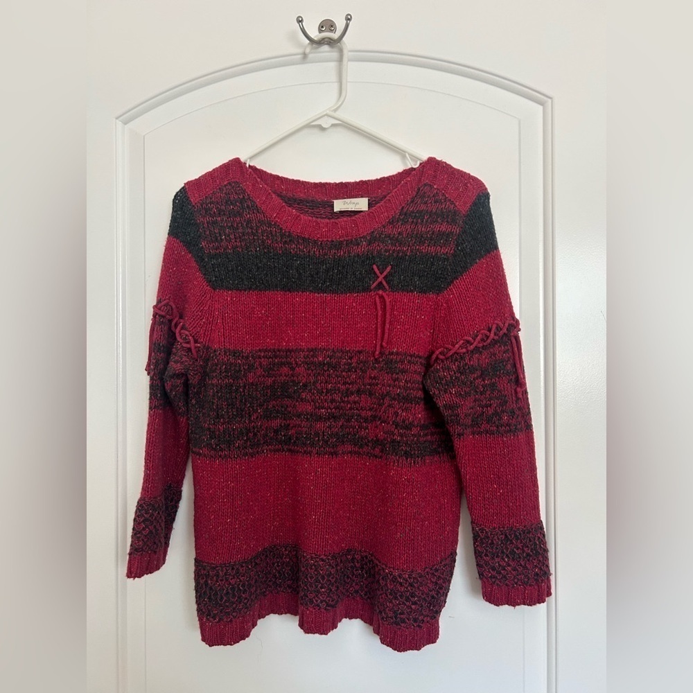 Wrap Red and Black Lambswool Knit Sweater Bow Tie size 6 y2k 90s grunge